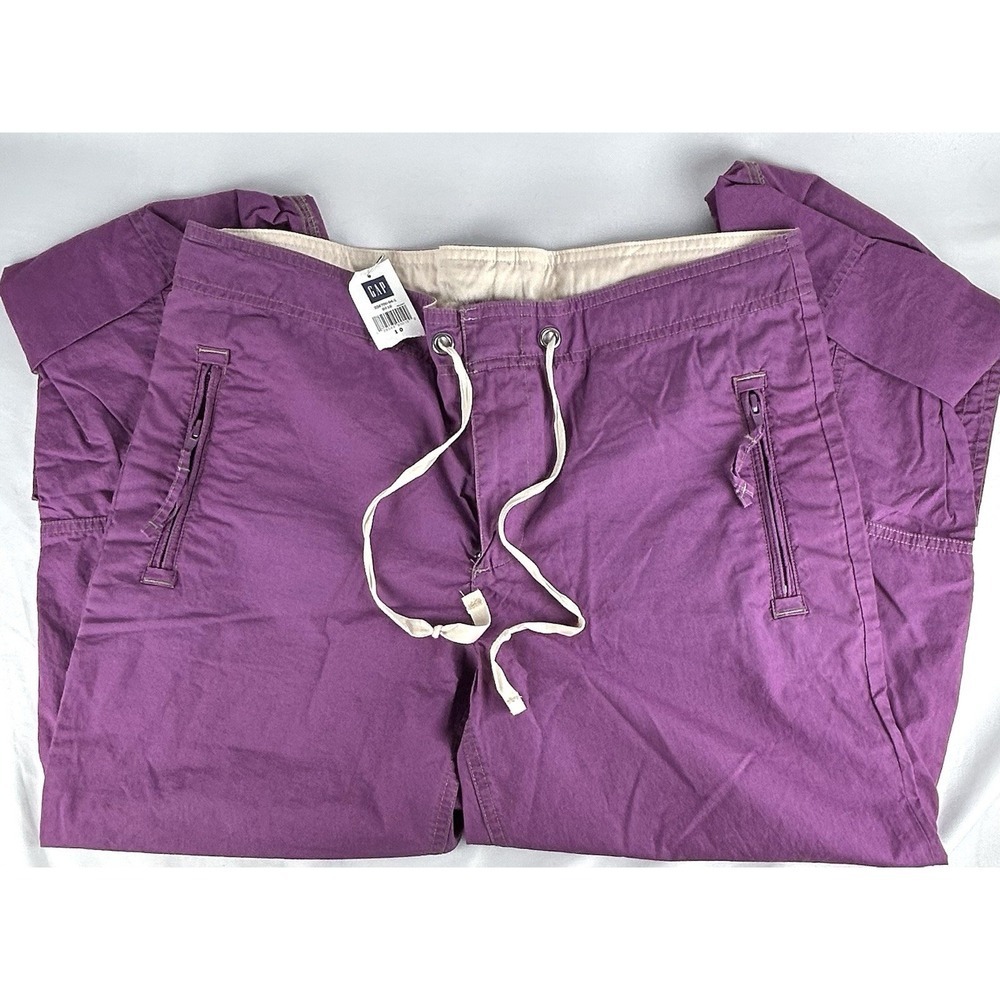 NWT Vintage Y2K Gap Purple Parachute Style Pants Womens 10 Roll Up Drawstring